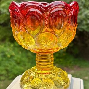 Vintage Amberina Glass Footed Candy Dish